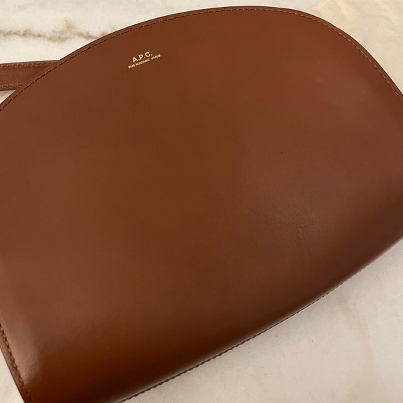 A.P.C. Chestnut Leather Demi Lune Crossbody Bag - Picture 3 of 16